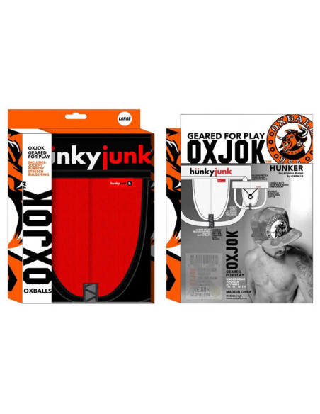 Jockstrap suspensor banda lata 4 cm plus inel cockring cadou - OxJok HunkyJunk Hunker   Red - Oxballs