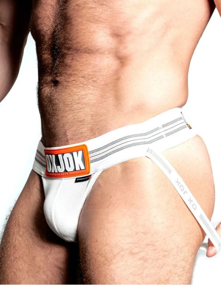Jockstrap suspensor banda lata 4 cm inel cadou - OxJok SlingJock Upthrust Slider White - Oxballs