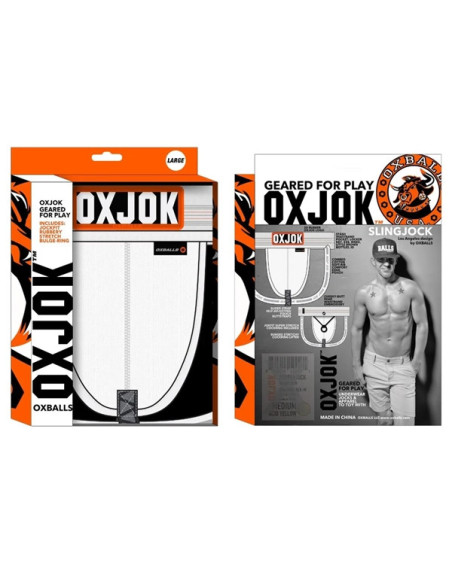Jockstrap suspensor banda lata 4 cm inel cadou - OxJok SlingJock Upthrust Slider White - Oxballs