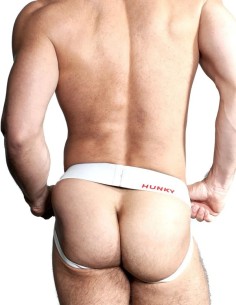 Jockstrap suspensor alb banda lata 4 cm - Hunker OxJok White Snow - Oxballs 2