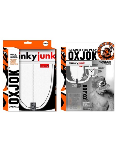 Jockstrap suspensor alb banda lata 4 cm - Hunker OxJok White Snow - Oxballs