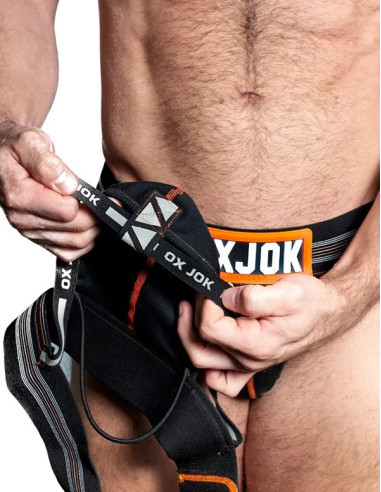 Jockstrap suspensor negru banda lata 4 cm - SlingJock Upthrust OxJok Black Iron - Oxballs