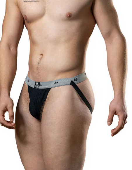 Suspensor sportiv negru banda 2,54 cm - Jockstrap Black 1 inch - MM Jocks