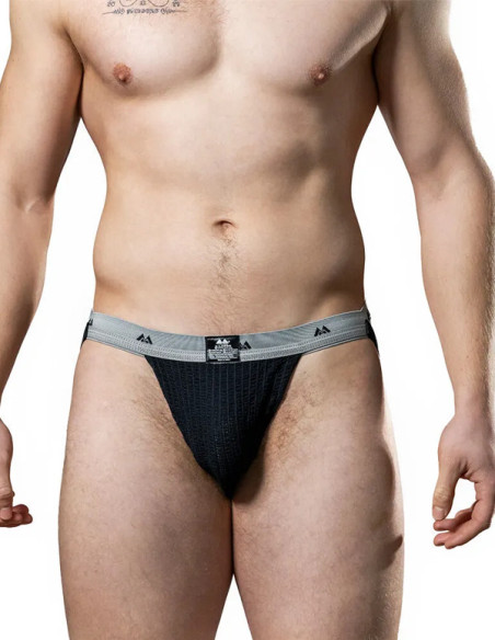 Suspensor sportiv negru banda 2,54 cm - Jockstrap Black 1 inch - MM Jocks
