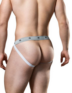 Suspensor sportiv alb banda 2,54 cm - Jockstrap White 1 inch - MM Jocks 2