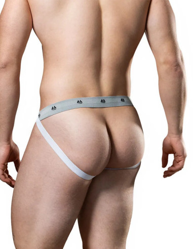 Suspensor sportiv alb banda 2,54 cm - Jockstrap White 1 inch - MM Jocks