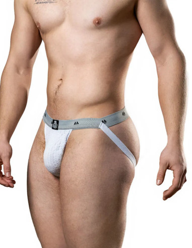 Suspensor sportiv alb banda 2,54 cm - Jockstrap White 1 inch - MM Jocks