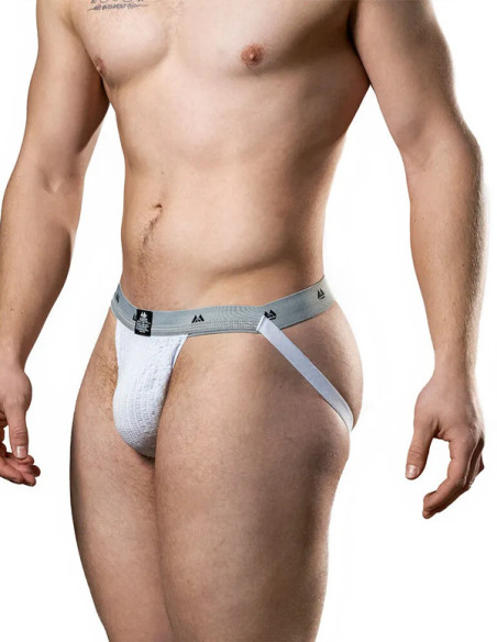 Suspensor sportiv alb banda 2,54 cm - Jockstrap White 1 inch - MM Jocks